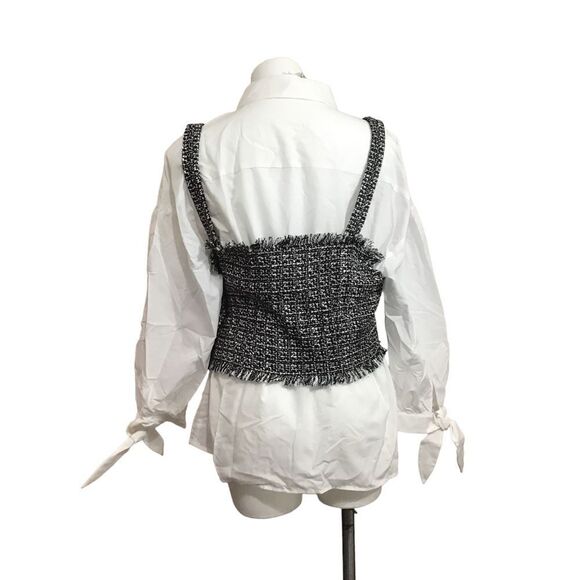 Mare Mare X Anthropologie White Layered Vest And Button Down Shirt New Size XL - Picture 4 of 14